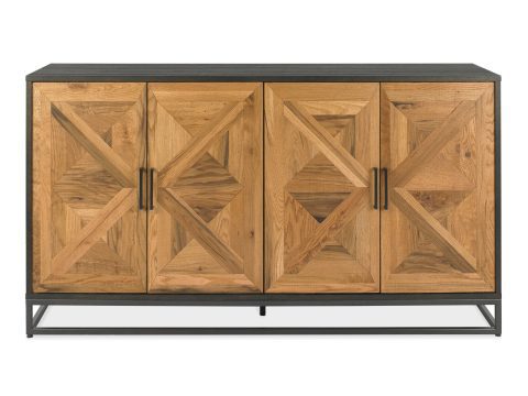 Komoda z geometryczną intarsją w stylu industrialnym z dębu