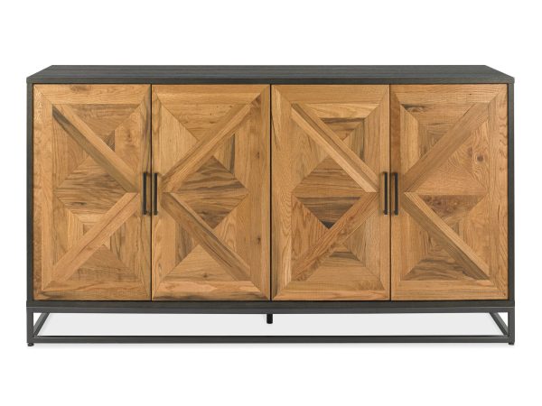 Komoda z geometryczną intarsją w stylu industrialnym z dębu