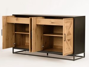 Miniaturka 1 - Wnętrze komody z naturalnego drewna dębowego i półkami