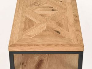 Miniaturka 2 - Blat stolika z geometryczną intarsją z dębu w stylu rustykalnym