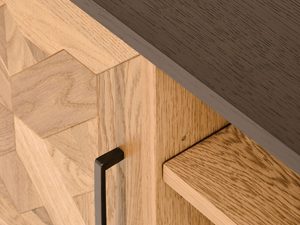 Miniaturka 3 - Mebel RTV z drewnianym dekorem i otwartą półką środkową