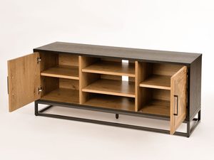 Miniaturka 1 - Mebel RTV z dębowymi frontami i szarym blatem w stylu industrialnym