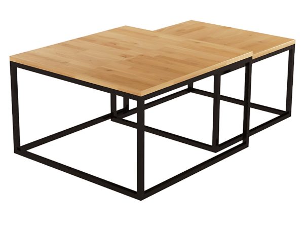 Zestaw Stoliki Drewniano-Metalowe Okrągłe – Kongo 1+1