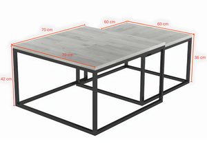 Miniaturka 2 - Stoliki kawowe dębowe loft zestaw wymiary katalogowe