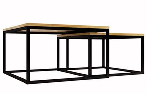 Miniaturka 3 - Zestaw dwóch stolików kawowych dębowych loft rozłożone oddzielnie