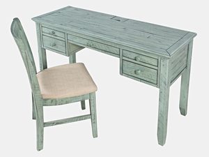 Miniaturka 5 - Drewniane biurko zielone z szufladami i krzesłem