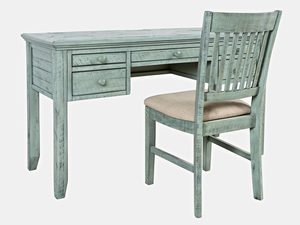 Miniaturka 6 - Drewniane biurko narożne w stylu rustykalnym, zielone, z szufladami