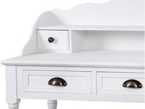 Miniaturka 1 - Biała drewniana konsola z szufladami i półką w stylu prowansalskim