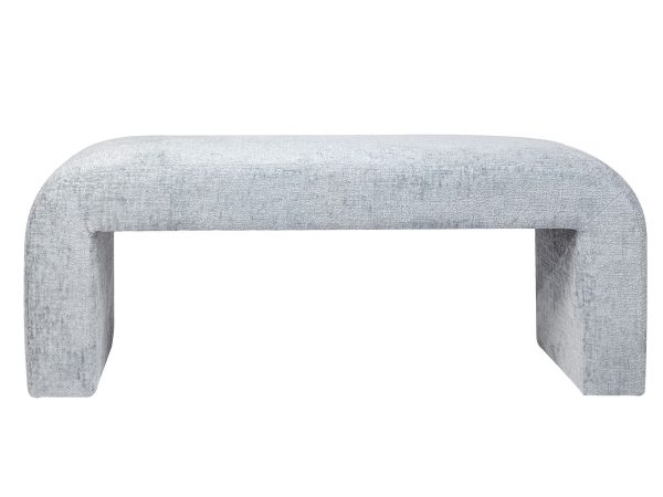 Szara pufa boucle z prostą formą i minimalistycznym designem