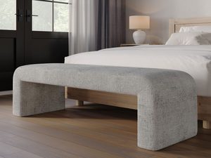 Miniaturka 3 - Tapicerowana ławka boucle w kolorze popielatym