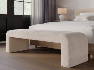 Miniaturka 2 - Ławka boucle w kolorze szampańskim do sypialni lub salonu