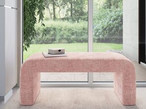 Miniaturka 2 - Różowa ławka boucle z nowoczesnym metalowym stelażem