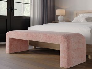 Miniaturka 3 - Ławka do sypialni z tkaniny boucle w odcieniu pudrowego różu