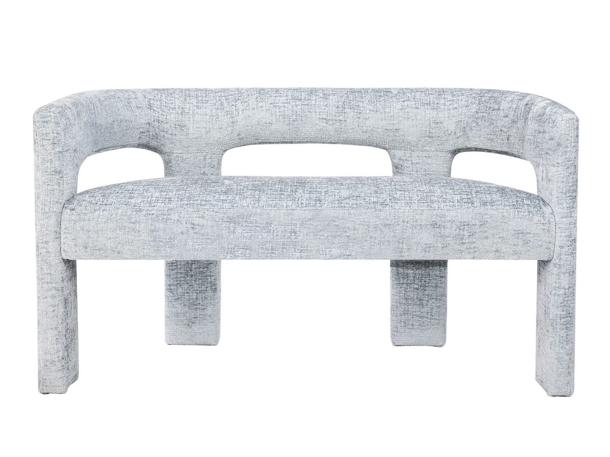 Ławka Tapicerowana w Jasnoniebieskim Kolorze z Tkaniną Szenilową – Edinburgh