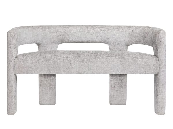 Ławka boucle w odcieniu jasnoszarym z nowoczesną formą