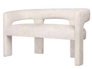 Miniaturka 1 - Tapicerowana ławka boucle w beżowym kolorze z nowoczesnym designem