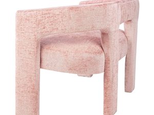 Miniaturka 1 - Zbliżenie na różową tkaninę boucle i zaokrągloną formę mebla