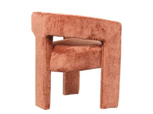 Miniaturka 1 - Stylowe krzesło boucle z ceglastą tapicerką i profilowanym oparciem