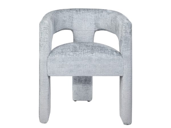 Szare krzesło tapicerowane boucle z grubym siedziskiem