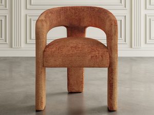 Miniaturka 1 - Designerskie krzesło boucle w odcieniu rdzy z okrągłym siedziskiem