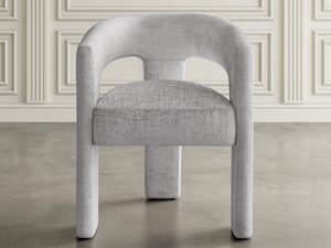 Miniaturka 2 - Designerskie krzesło boucle w jasnoszarym odcieniu z wysokim oparciem