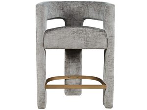 Miniaturka 4 - Designerskie krzesło barowe boucle w szarościach z podnóżkiem