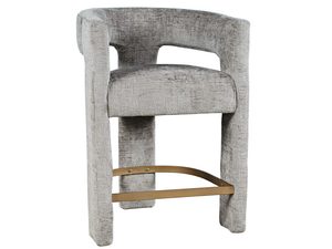 Miniaturka 1 - Krzesło tapicerowane boucle w kolorze stalowym ze złotym detalem