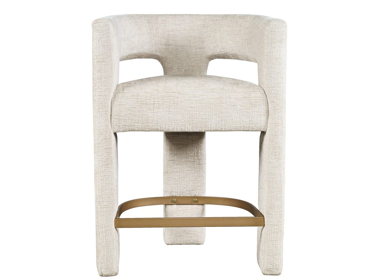 Hoker Tapicerowany z Obłymi Kształtami i Metalowym Podnóżkiem – Edinburgh