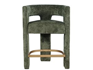 Miniaturka 4 - Designerskie krzesło barowe boucle w kolorze butelkowej zieleni