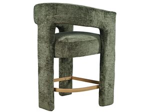 Miniaturka 1 - Krzesło z zielonej tkaniny boucle z drewnianą obręczą u dołu