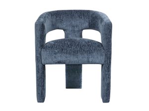 Miniaturka 4 - Krzesło boucle w kolorze granatowym z geometrycznym siedziskiem