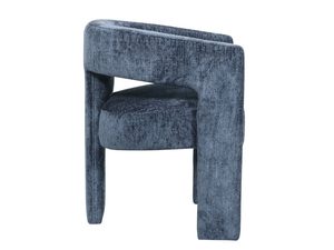 Miniaturka 1 - Krzesło w granatowej tkaninie boucle z okrągłą formą siedziska