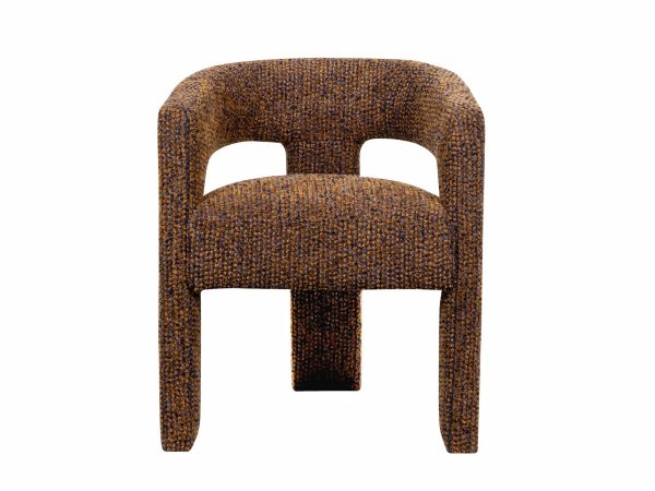 Brązowe krzesło boucle w stylu modern z wysokim oparciem