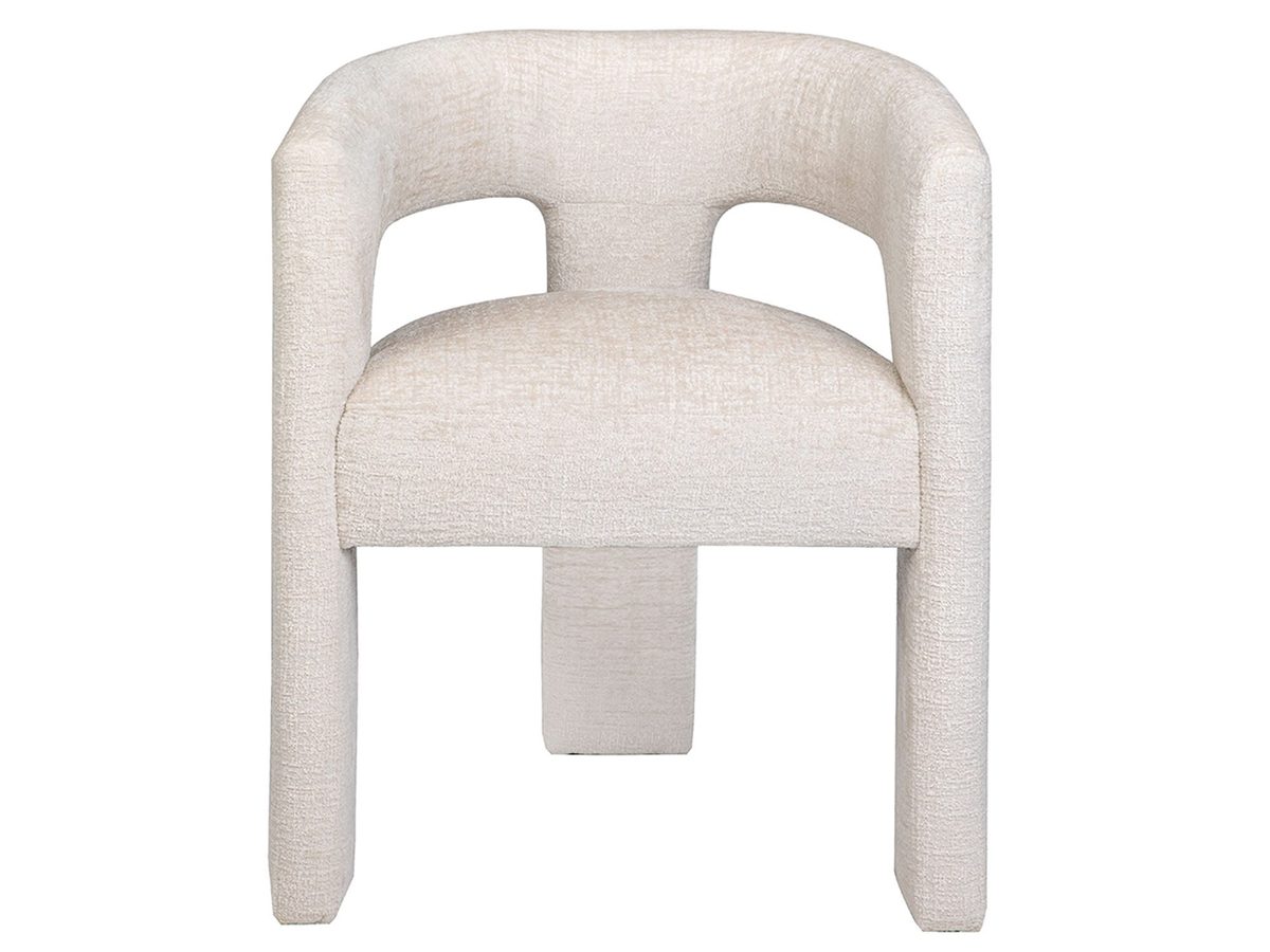 Krzesło Tapicerowane w Jasnobeżowym Kolorze z Tkaniną Szenilową – Edinburgh