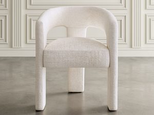 Miniaturka 2 - Białe krzesło w stylu glamour z grubym tapicerowanym oparciem