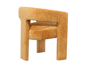 Miniaturka 1 - Tapicerowane krzesło boucle w ciepłym kolorze miodowym