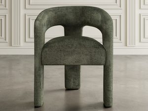 Miniaturka 1 - Nowoczesne krzesło z zieloną tapicerką boucle i okrągłym siedziskiem