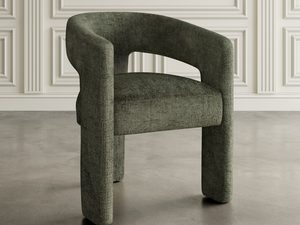 Miniaturka 2 - Designerskie zielone krzesło z łukowatym oparciem i boucle