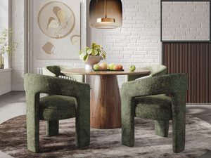 Miniaturka 3 - Zielone tapicerowane krzesło boucle z grubym miękkim siedziskiem