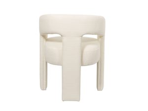 Miniaturka 3 - Designerskie krzesło z białej tkaniny z wysokim oparciem