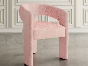 Miniaturka 2 - Różowe krzesło z tekstury boucle w eleganckim wnętrzu