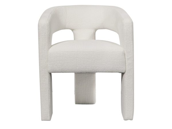 Okrągłe krzesło boucle w kolorze białym z grubym siedziskiem