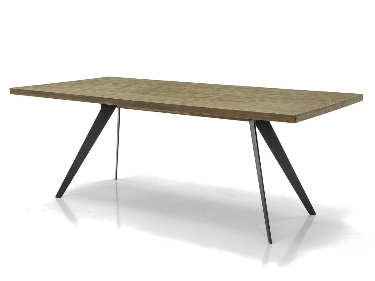 Stół drewniany modern vintage z metalowymi nogami w ciemnym graficie – Valore