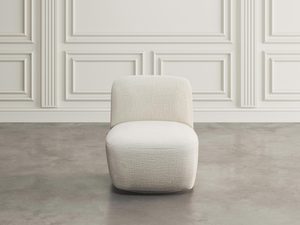 Miniaturka 1 - Pojedynczy fotel tapicerowany kremowy, widok na miękką strukturę