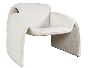 Miniaturka 1 - Fotel designerski w kolorze białym z rozłożystymi podłokietnikami