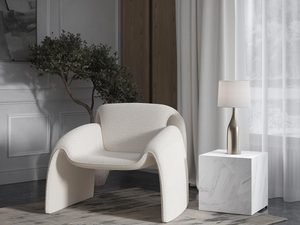 Miniaturka 3 - Wnętrze z nowoczesnym białym fotelem i stolikiem