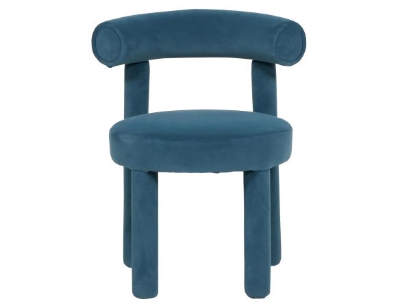 Krzesło tapicerowane niebieskie, pełny widok z przodu