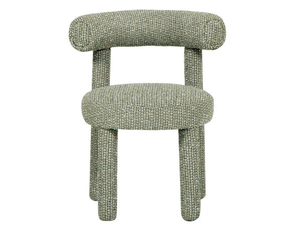 Krzesło tapicerowane jasnozielone, pełny widok z przodu
