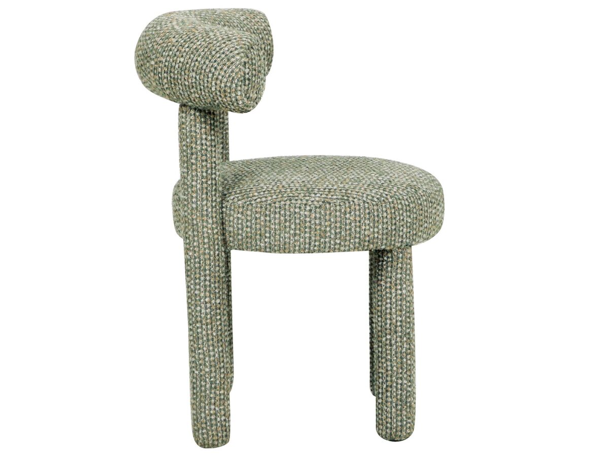 Krzesło tapicerowane jasnozielone z widocznym oparciem i siedziskiem