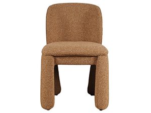 Miniaturka 4 - Tapicerowane krzesło jadalniane rude z tkaniny bouclé